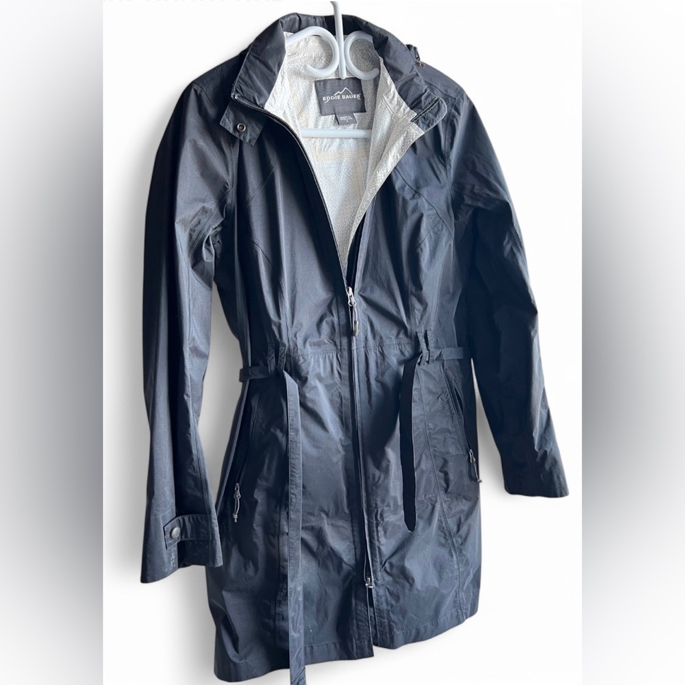 Eddie Bauer Womens Travel Hiking Outdoors Waterproof‎ Black Rain Jacket Small